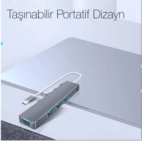 Resim Ally Ads-301c 5 İn 1 Type C Dönüştürücü 4 Usb Portlu Adaptör Hub Çoklayıcı- 5775 