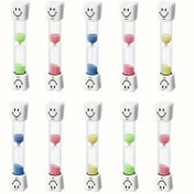 Resim 10 Adet Renkli Mini Kum Saati - 3 Dakikalık Zamanlayıcı, Mutlu Yüzlerle Kuvars Göstergeli Kumsazlar, İçin Pil Şart Değil Dayan Klasörde Uygun Sınif Diş Fırça Mutfak Işi Çalışma Süresini Ölçekleyen Sand Timer Teacher 