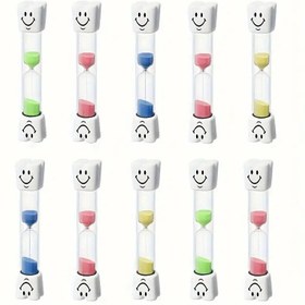 Resim 10 Adet Renkli Mini Kum Saati - 3 Dakikalık Zamanlayıcı, Mutlu Yüzlerle Kuvars Göstergeli Kumsazlar, İçin Pil Şart Değil Dayan Klasörde Uygun Sınif Diş Fırça Mutfak Işi Çalışma Süresini Ölçekleyen Sand Timer Teacher 