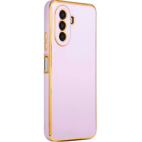 Resim TrendShopping Huawei Nova Y70 Parlak Kenarlı Altın Işlemeli Kamera Korumalı Kapak 