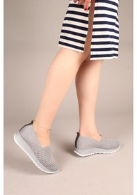 Resim Snix Triko Kalın Tabanlı Babet Gri-7961 Gri 