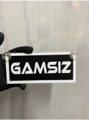 Resim Siyah Renk Üzeri Beyaz Renk Gamsız Yazılı Vantuzlu Cam Süsü 