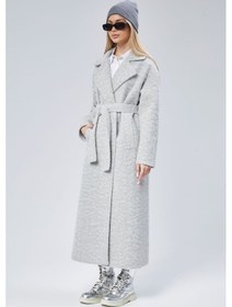 Resim Kadın Buklet Kaşe Oversize Kaban Gri 