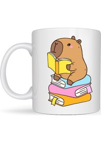 Resim Kitap Okuyan Kapibara Tasarımlı Porselen Kupa Model 100 Kahve & Çay Keyfi İçin Sıcacık Ve Sevimli Tasarım Capybara Diğer 