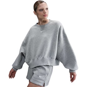 Resim Nike Sportswear Phoenix Fleece Oversized Crew Kadın Gri Eşofman Üstü 