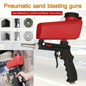 Resim 1 adet 90 psi Ayarlanabilir Kum Püskürtme Tabancası, Taşınabilir Yerçekimi Pnömatik Ayarlanabilir Küçük Hava Patlatma Pas Çıkarma Kum Püskürtme Gücü Makinesi 