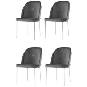 Resim Sweethomemasasandaly 4 Adet Limon Sandalye Metal Krom Sandalye Mutfak Salon Yemek Odas 