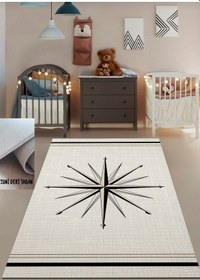 Resim Pusula - Krem Tay TüyüKaymaz Deri Taban Çocuk Odası Halısı Çok Renkli 