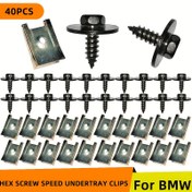 Resim 40 adet/paket Şasi Motor Koruma Metal Somun Vida Yıkama U-Nut saç tokası Motor Kalkan Tampon Koruma Çapraz Vidalar 