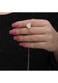 Resim Gümüş Rose Kalp Kadın Bileklik T8699 Rose 