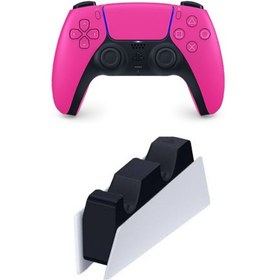 Resim PS5 Dualsense Controller Kablosuz Kumanda Nova Pembe + Sony PS5 Dualsense Şarj İstasyonu 