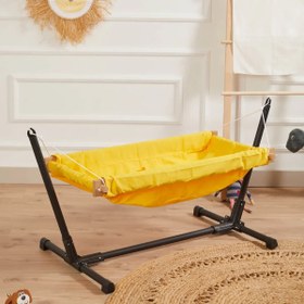 Resim Metal Standlı Ahşap Bebek Hamak - Sarı 