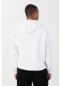 Resim Maraton Sportswear Oversize Erkek Kapşonlu Düşük Kol Basic Beyaz Sweatshirt 22465-beyaz 