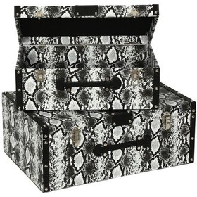 Resim Vitale Beyaz Yılan Desenli Ahşap Sandık Seti Ak.wlt0424-by 