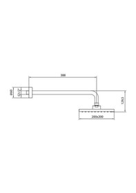 Resim Ar Dicle Tepe Duş Başlığı 200x200 Mm Duvardan Borulu L 388 Mm 102145084 Krom 