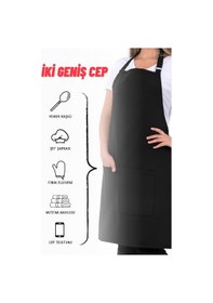 Resim 4 Adet Simple Ayarlanabilir Askılı Mutfak Önlüğü Siyah 