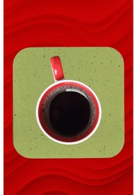 Resim 4 Adet Haki Renk Kum Desen Ahşap Türk Kahvesi Fincan Çay Kupa Ev Ofis Bardak Altlığı Altlık Haki 