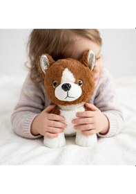 Resim Peluş Köpek Oyuncak - 23 Cm Pullu Detaylı Uyku Ve Oyun Arkadaşı Beyaz - Kahverengi 