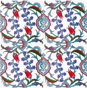 Resim Armada Çini 20x20 Cm Ac 5 Iznik Dönence Çiçek Desenli Çini Karo 