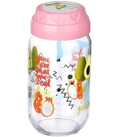 Resim Vintage Dekoratif Desenli Cam Kavanoz 1000 Ml - 33,8 Oz - Avoka Çok Renkli 