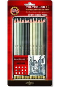 Resim Koh-ı-noor Artist´s 12'li Gri Line Kuru Boya Kalem Seti 3822 