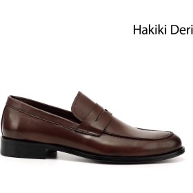 Resim Gönderi(r) Erkek Kahve Antik Kösele Taban Hakiki Deri Loafer Ayakkabı 
