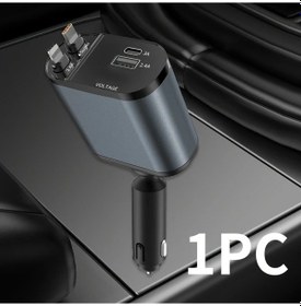 Resim Sunshine011 120w Siyah Hızlı Geri Çekilebilir Araba Şarj Cihazı 2 Usb Type C Kabloları Evrensel Fiş 13.8v Çıkış 