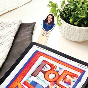 Resim Kadın Patron Karikatürlü Çubuk Kitap Ayracı 