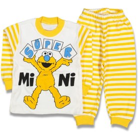 Resim SANTRALBEBE Unisex Çocuk Sarı Sevimli Canavarlı Pijama Takım 