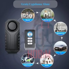 Resim Ht-53 Motosiklet Bisiklet Alarmı Uzaktan Kumandalı 113DB Su Geçirmez Kablosuz Hırsızlık Koruması Alarm Bisiklet Araba Scooter Pilli 