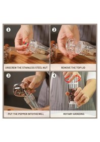 Resim 1 Adet Şeffaf Akrilik 20 Cm Büyük Boy Baharat Tuz Karabiber Öğütücü Değirmeni Şeffaf 