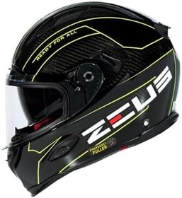 Resim ZEUS ZS-1800B Motosiklet Kaskı Kapalı Kask Gloss Carbon AM8 Fluo Yellow L 
