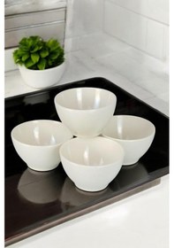 Resim Digithome 4'lü Porselen Çerezlik Sunum Kase Seti 10 Cm Sade Krem - Tl4037423 C320.003 