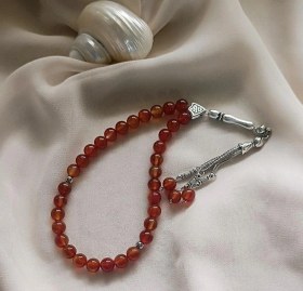 Resim Tesbih 33 Lü 08 Mm Doğal Taş Akik Sardoniks Tesbih 