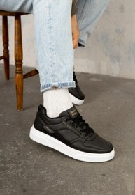 Resim Casual Konforlu Siyah Beyaz Erkek Sneaker 