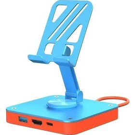 Resim Elmpaly Kırmızı Mavi Usb C Hub 4k Hdtv Pd 100w Şarj Katlanır Stand İpad İphone 15 Switch Mac 