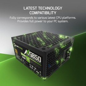 Resim GamePower AXG-850 14CM 80+ Gold ATX 3.0 PCI-E 5.0 850W Power Supply Full modüler- 5 Yıl Garantili 