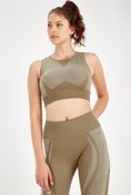Resim MARATON Slimfit Kadın Bisiklet Yaka Kolsuz Haki Bra 813054 