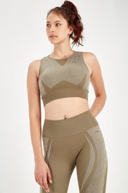 Resim MARATON Slimfit Kadın Bisiklet Yaka Kolsuz Haki Bra 813054 