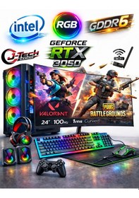 Resim J-Tech REFLEX i5-9400 16 GB 500 GB HDD 256 GB SSD RTX3050 24" Free Dos Masaüstü Oyuncu Bilgisayarı 