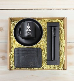 Resim Bk Gift Kişiye Özel İsimli Baba Temalı Siyah Türk Kahvesi Fincanı&metal Kalem Kartlık Cüzdan Hediye Seti-1, Babaya Hediye, Babalar Günü Hediyeleri Kob 