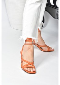 Resim Fox Shoes Turuncu Bilek Bağlamalı Kadın Topuklu Ayakkabı K4040702 