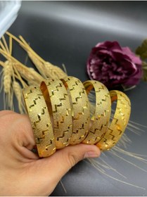 Resim Yıldız Gold İmitasyon 22 Ayar Altın Kaplama Zikzak Desen 5'li 1.5 Cm Bilezik 