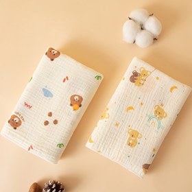 Resim 2 Adet Yeni Doğan Bebek Pamuk Swaddle Battaniyeleri, Çift Katmanlı Gauze-Ket, İlkbahar ve Yaz için Nefes Alabilen Yumuşak Sarma, 80cm/80cm, Hayvan ve Doğa Motifleriyle Sevimli Baskılı Tasarım, Gençler için Mükemmel Hediye (Canlı Renkler), Swaddling için Temel Banyo Aksesuarı | Hayvan Desenli Swaddle | Yumuşak Örme Dokusu, Gençler için Swaddling için Temel Gereksinimler 