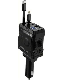Resim Fastbuy Dream011 Siyah Mecha Modeli 66w Hızlı Şarj Araba Adaptörü, İki Usb Port & İki Retraktörlü Kablo 