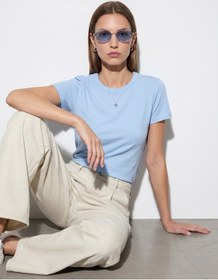 Resim Dilvin 32779 Bisiklet Yaka T-shirt-açık Mavi 