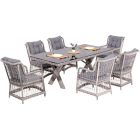 Resim LaVida Bahçe Masa Takımı | Rattan Balkon Masa Seti | 100x180 