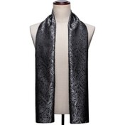 Resim Erkek Atkılar Gri Altın Siyah Çiçek Desenli Uzun Şal Moda Aksesuar Sonbahar Kış 