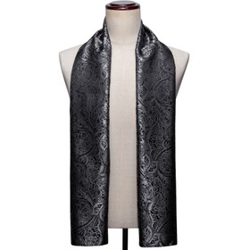 Resim Erkek Atkılar Gri Altın Siyah Çiçek Desenli Uzun Şal Moda Aksesuar Sonbahar Kış 