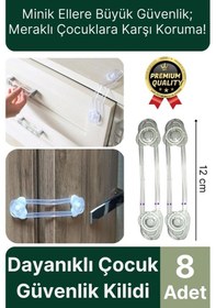 Resim Özel Üretim Ayarlanır Çekmece Dolap Kapağı Koruma Aparatı Bebek Çocuk Güvenlik Kilidi 8 Adet 12 Cm Çok Renkli 